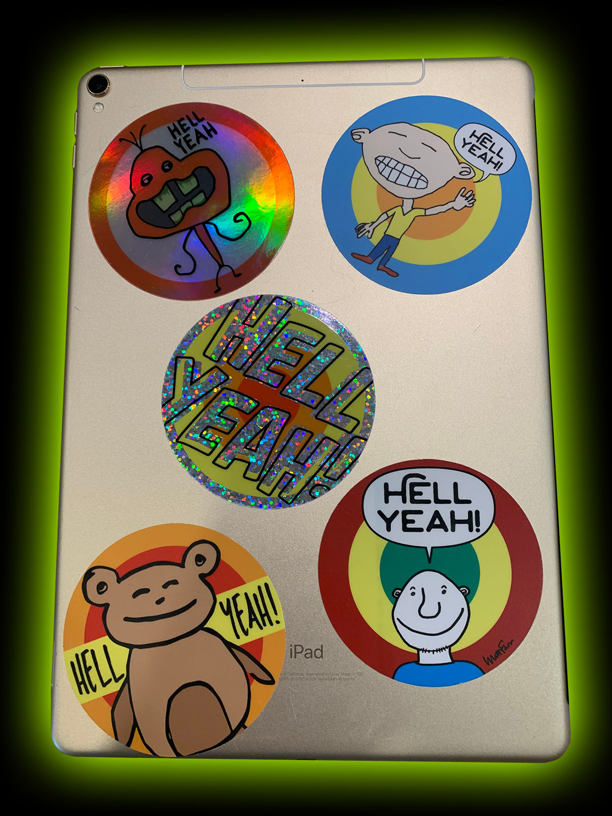 Fun fact: your iPad will run 79% cooler with Hell Yeah stickers.